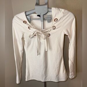 Daytrip Cream Lace-Up Women's Blouse